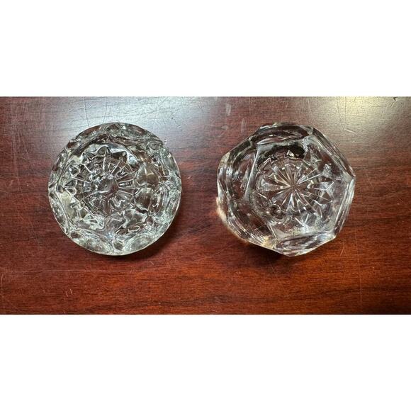 Set Of 2 Crystal Clear Glass Bubble & Star Pattern Candlestick Candle Holder - Picture 3 of 7